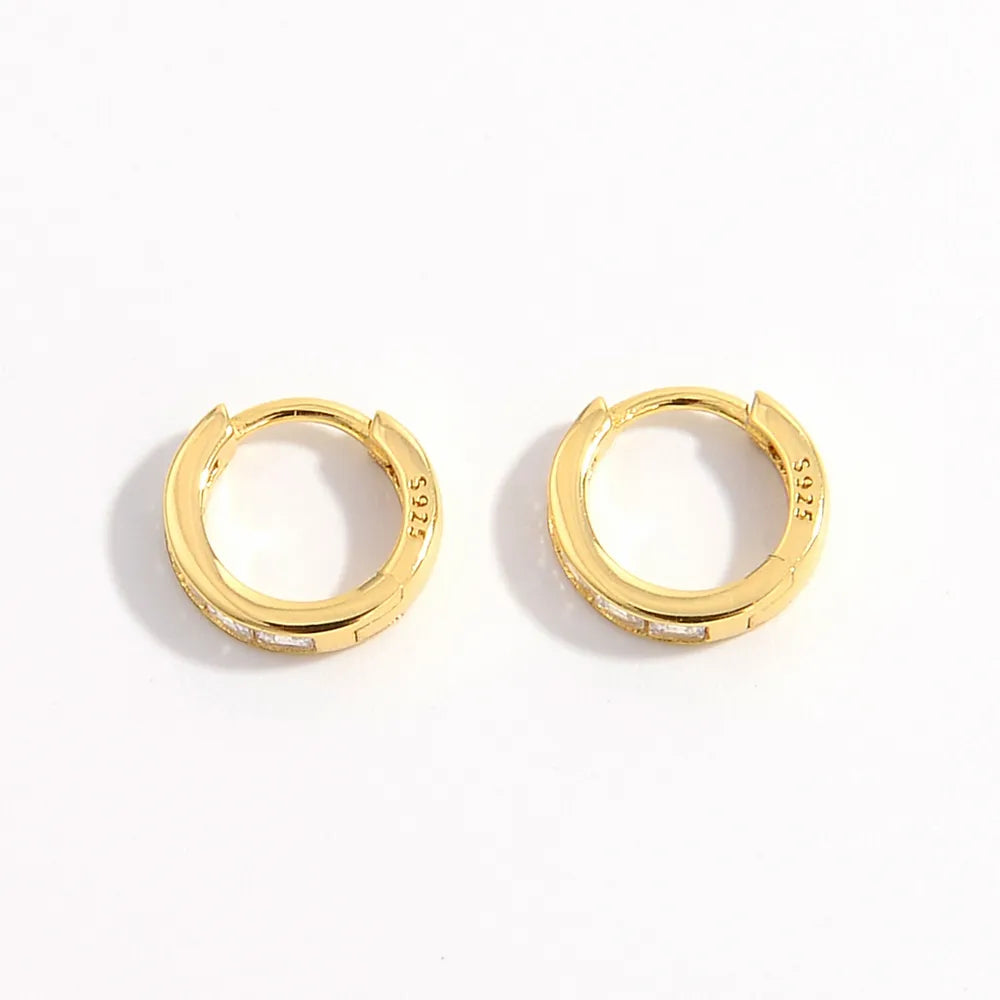 925 Sterling Silver Inlaid Zircon Huggie Earrings - Fashion Jewelry by Chic Yana's Fashion