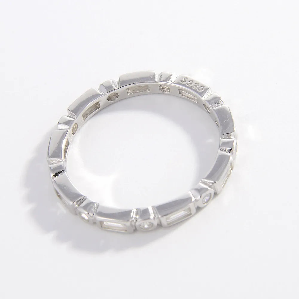 925 Sterling Silver Geometric Shape Zircon Ring - Fashion Jewelry by Chic Yana's Fashion