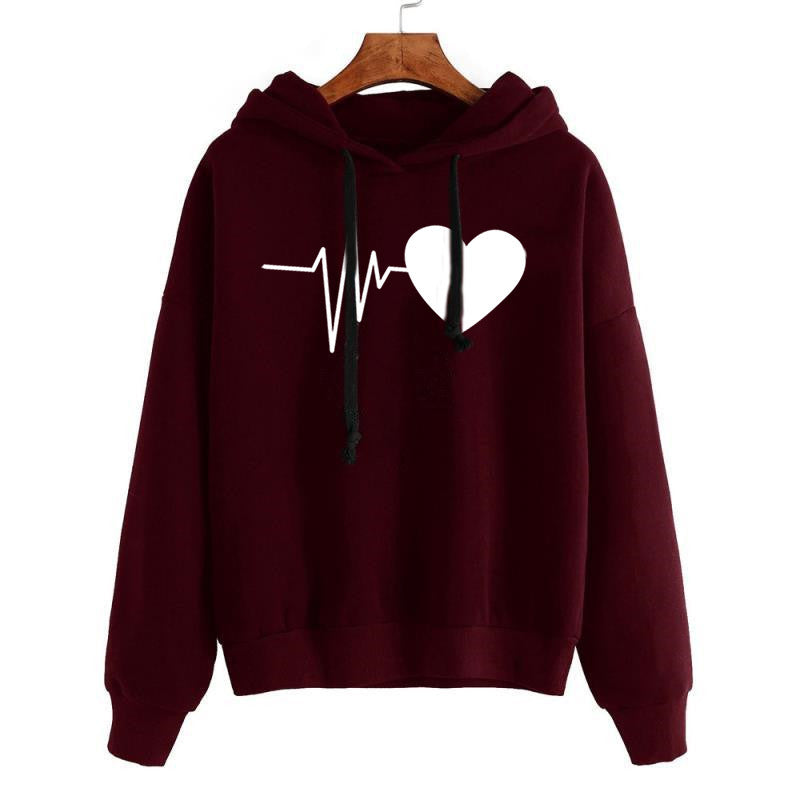 Heart Print Streetwear Hoodie for Women — Spring, Fall — Chic Yana Fashion