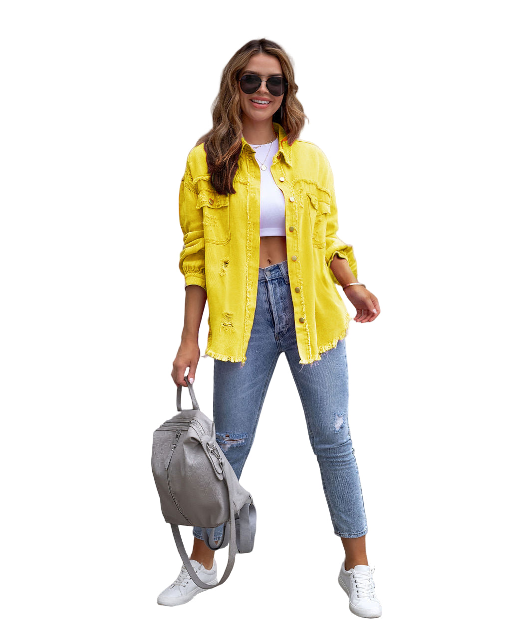 Ripped Shirt Jacket for Women — Spring, Fall — Chic Yana Fashion