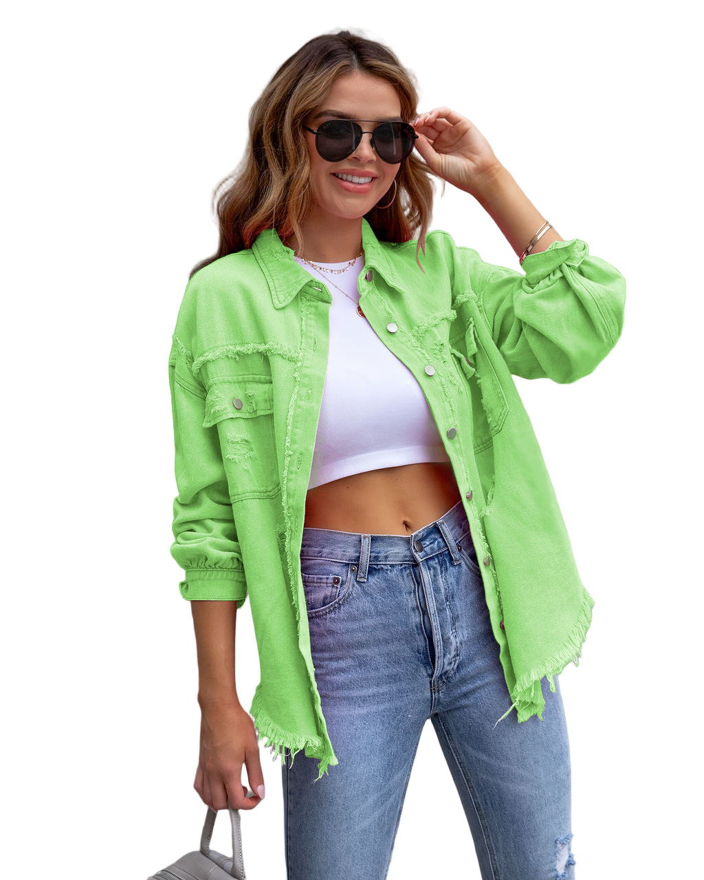 Ripped Shirt Jacket for Women — Spring, Fall — Chic Yana Fashion