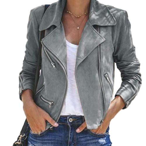 Lapel Diagonal Zipper Jacket for Women — Fall, Jacket — Chic Yana Fashion