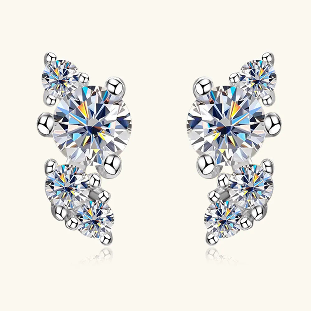 925 Sterling Silver Moissanite Stud Earrings - Fashion Jewelry by Chic Yana's Fashion