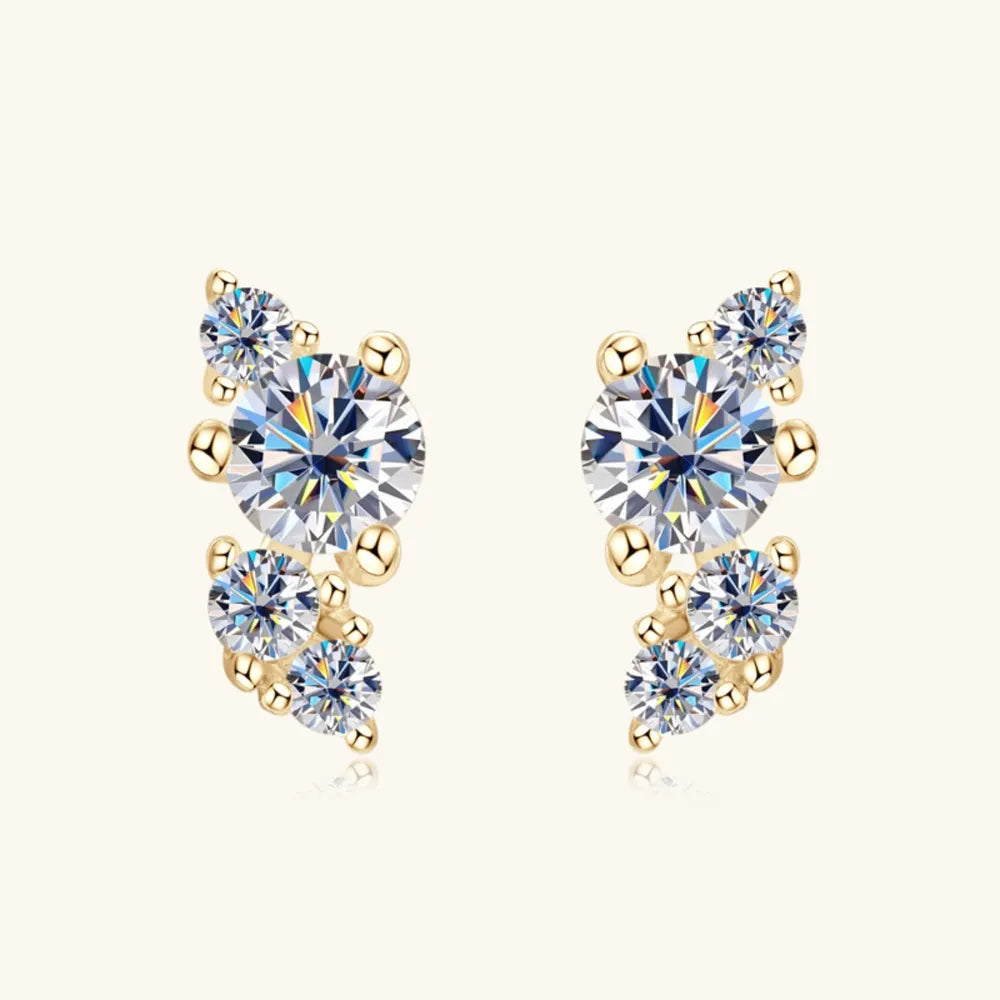 925 Sterling Silver Moissanite Stud Earrings - Fashion Jewelry by Chic Yana's Fashion
