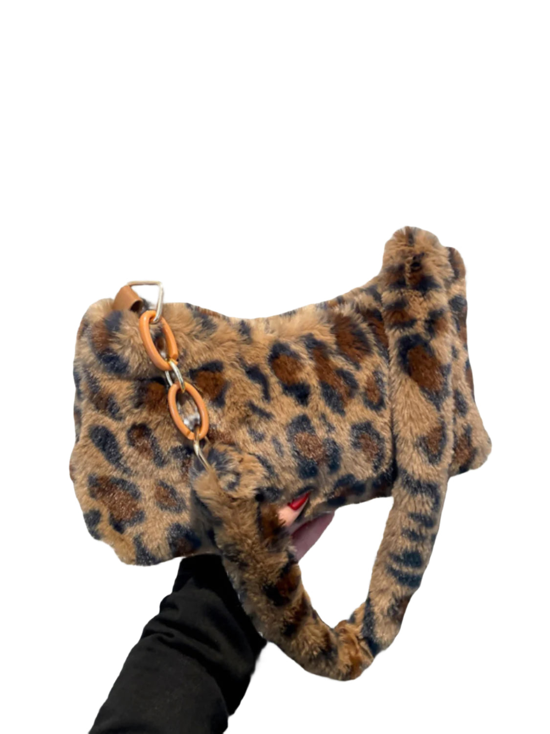 Luxury meets fashion in the Leopard Fluff Shoulder Bag – A must-have Accessories.