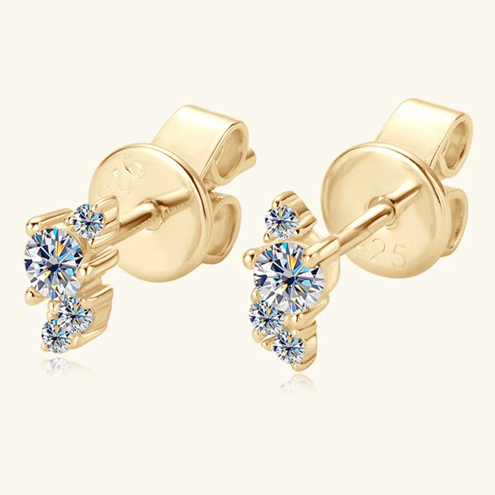 925 Sterling Silver Moissanite Stud Earrings - Fashion Jewelry by Chic Yana's Fashion