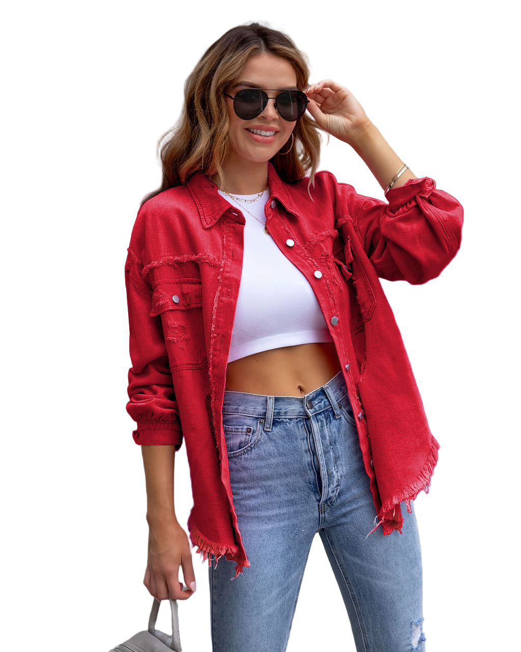Ripped Shirt Jacket for Women — Spring, Fall — Chic Yana Fashion