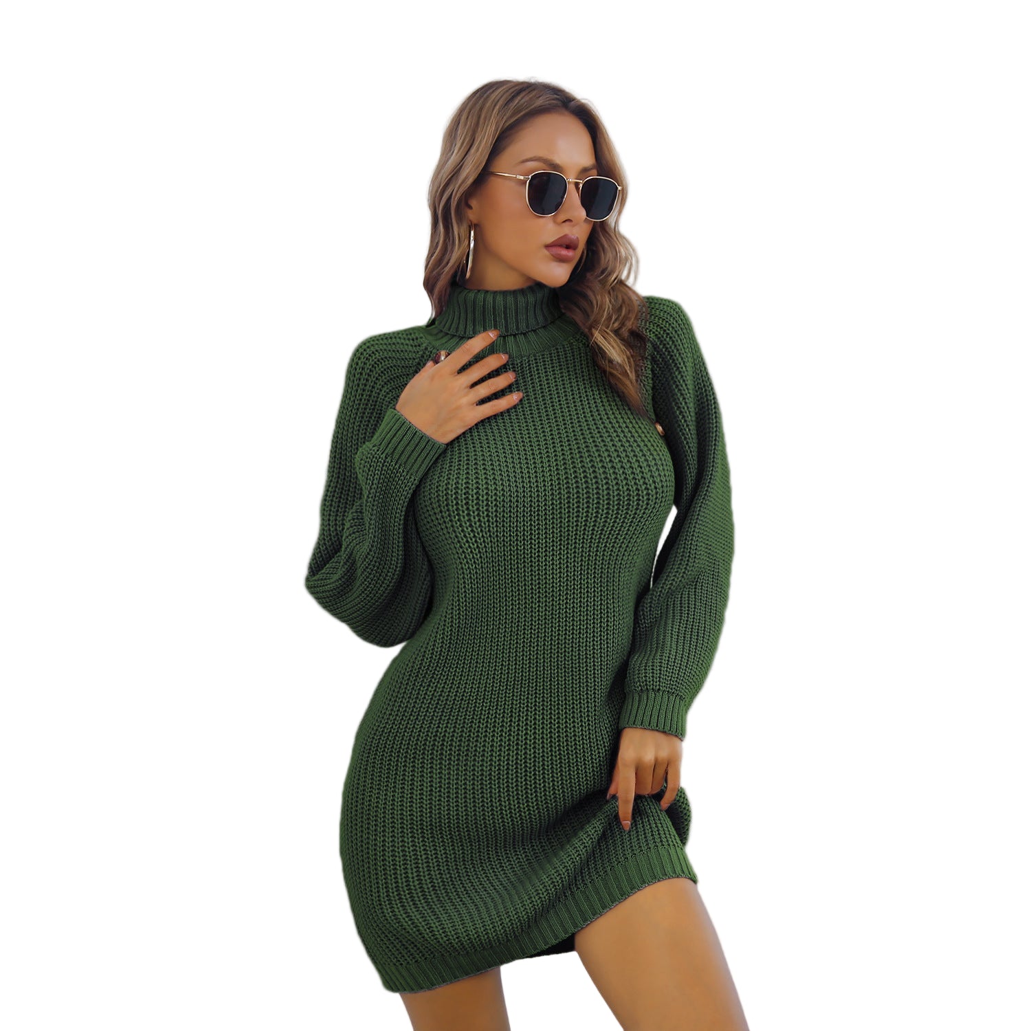 Winter Turtleneck Sweater Dress with Button Detail — Spring, Fall — Chic Yana Fashion