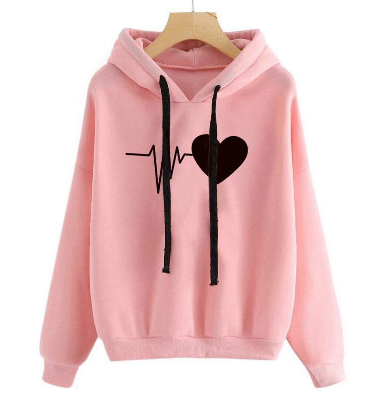 Heart Print Streetwear Hoodie for Women — Spring, Fall — Chic Yana Fashion