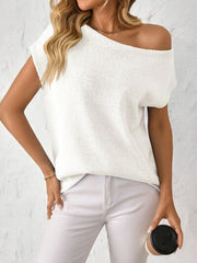 Mandy Boat Neck Short Sleeve Knit Top - Chic Yana's Fashion