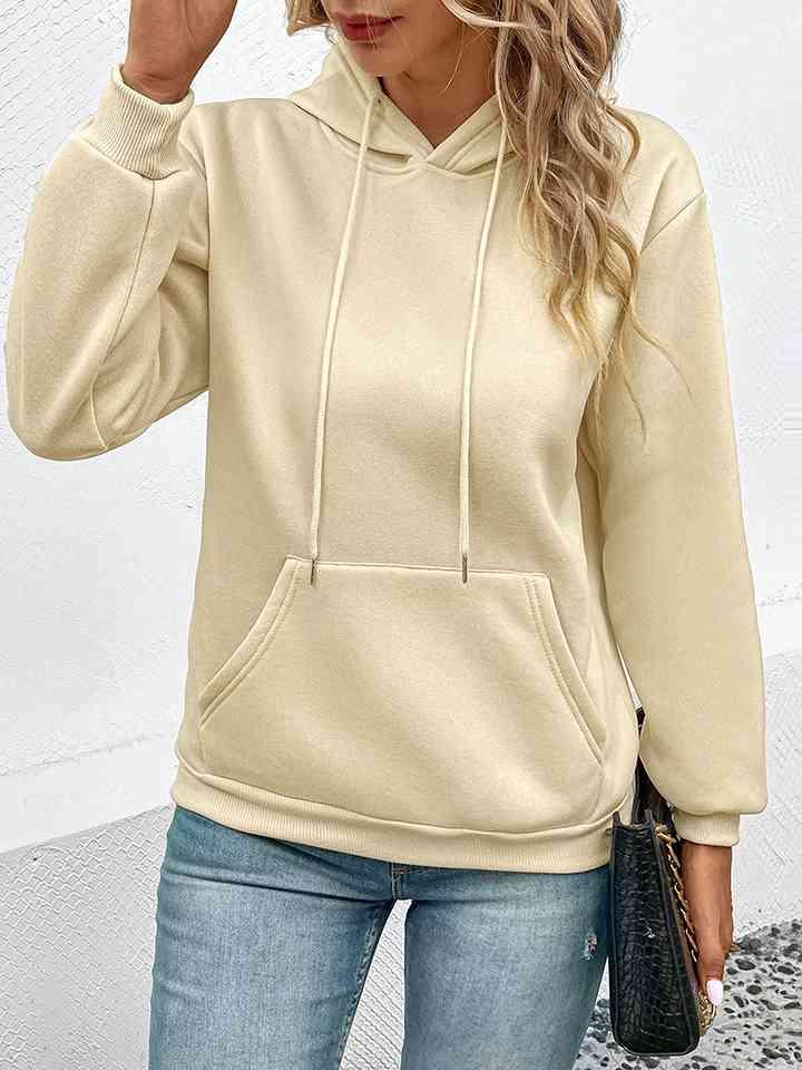 Perfee Long Sleeve Front Pocket Hoodie - Chic Yana's Fashion