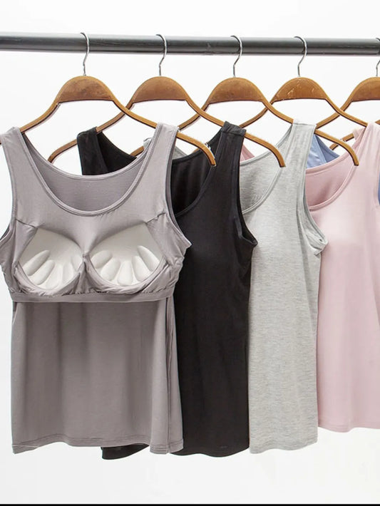 Full Size Wide Strap Modal Tank with Bra - Women's Fashion Romper - Chic Yana's Fashion