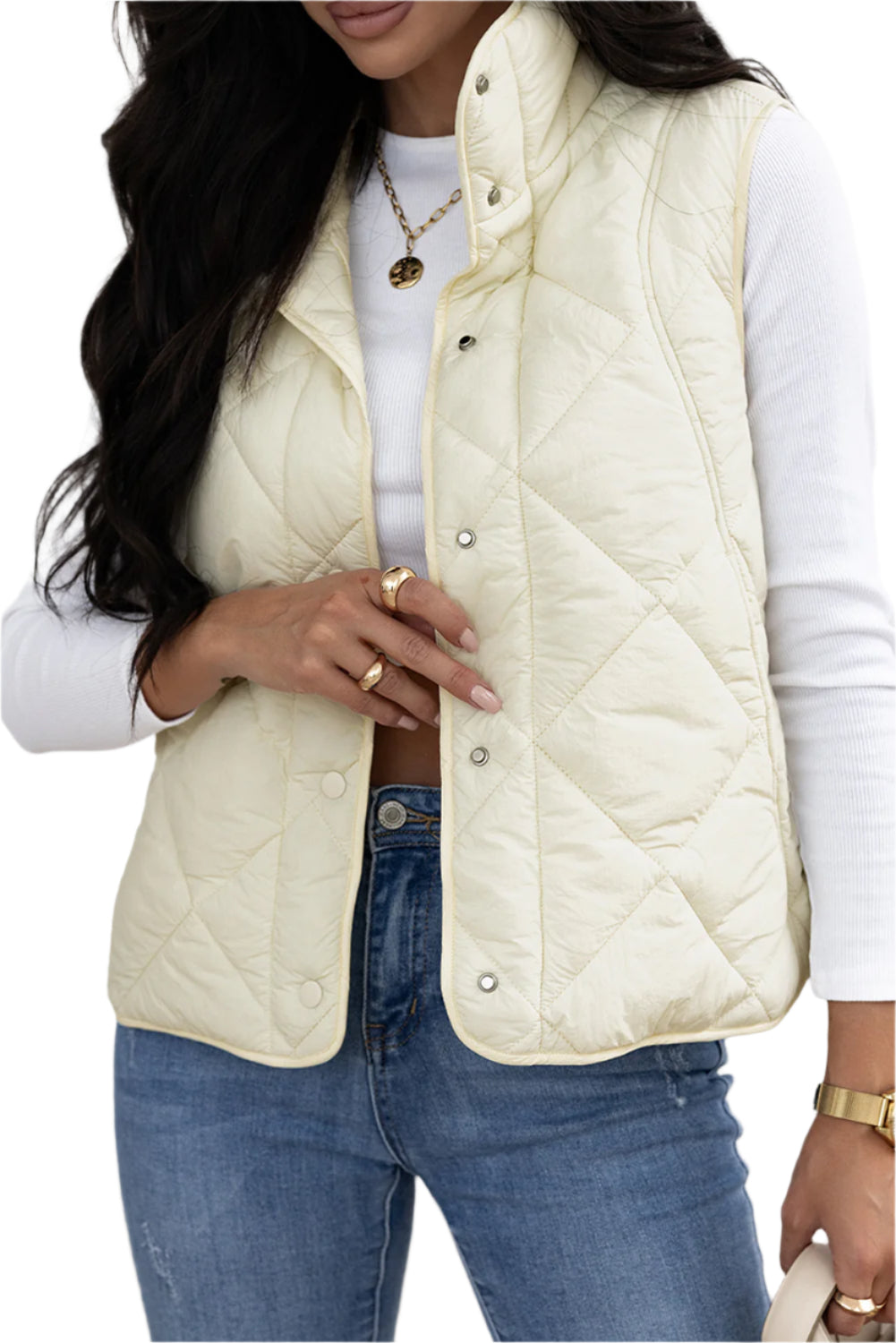 Snap Down Texture Vest Coat with Pockets - Chic Yana’s Fashion