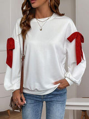 Perfee Bow Round Neck Long Sleeve Sweatshirt - Chic Yana's Fashion