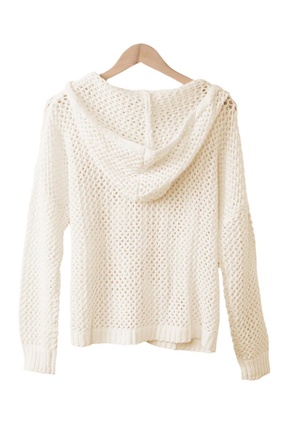 Openwork Lace-Up Hooded Sweater – stylish women's fashion from Chic Yana's Fashion