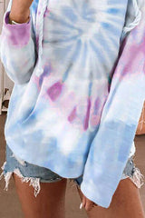 Drawstring Tie Dye Long Sleeve Hoodie - Chic Yana's Fashion