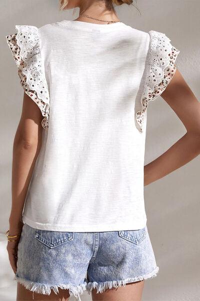 Oh Full Size Ruffled Round Neck Cap Sleeve Top - Chic Yana's Fashion