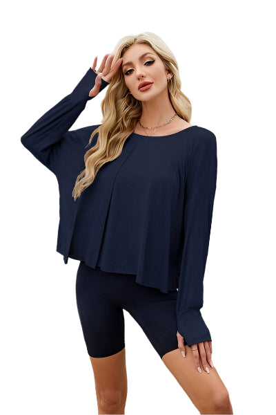 Backless Round Neck Long Sleeve T Shirt - Chic Yana's Fashion