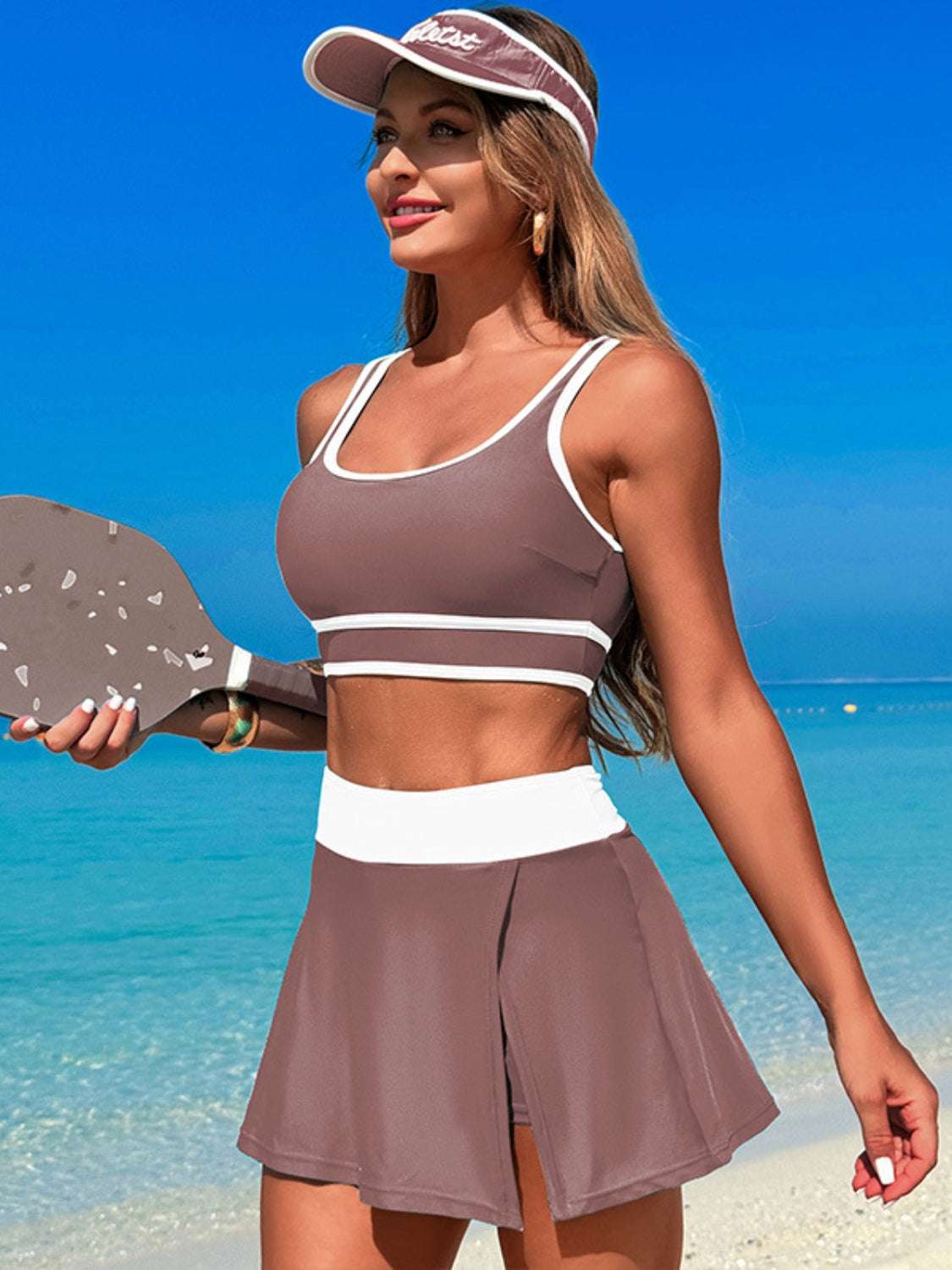 Scoop Neck Top And Skort Swim Set - Stylish and Trendy Women's Fashion from Chic Yana's Fashion