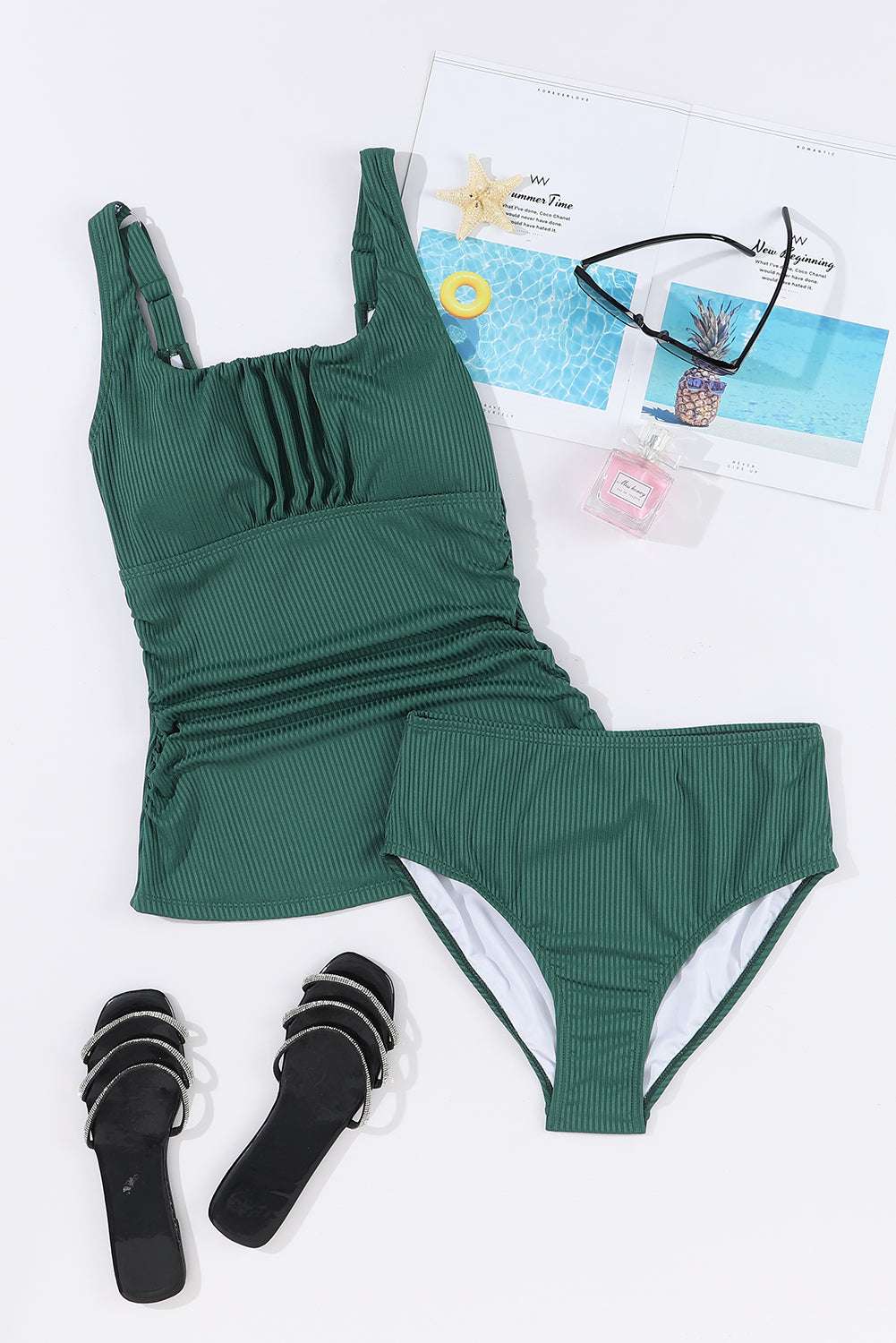 Square Neck Wide Strap Tankini Set - Stylish and Trendy Women's Fashion from Chic Yana's Fashion