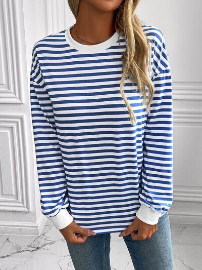 Ivy Lane Striped Round Neck Long Sleeve Sweatshirt - Chic Yana's Fashion