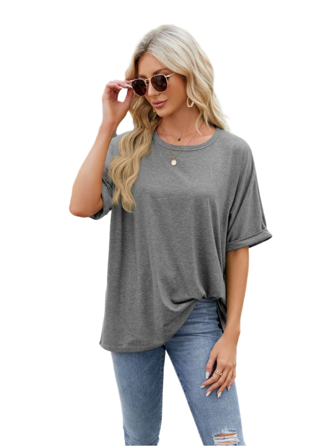 Florira Round Neck Half Sleeve T-Shirt - High-Quality Fashion | Chic Yana