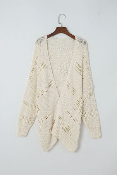 Openwork Open Front Long Sleeve Cardigan - Chic Yana's Fashion