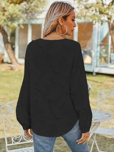 V Neck Long Sleeve Blouse - Chic Yana's Fashion