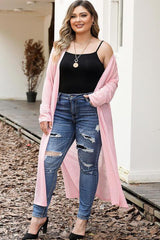 Open Front Long Sleeves Slit Cardigan - Chic Yana's Fashion