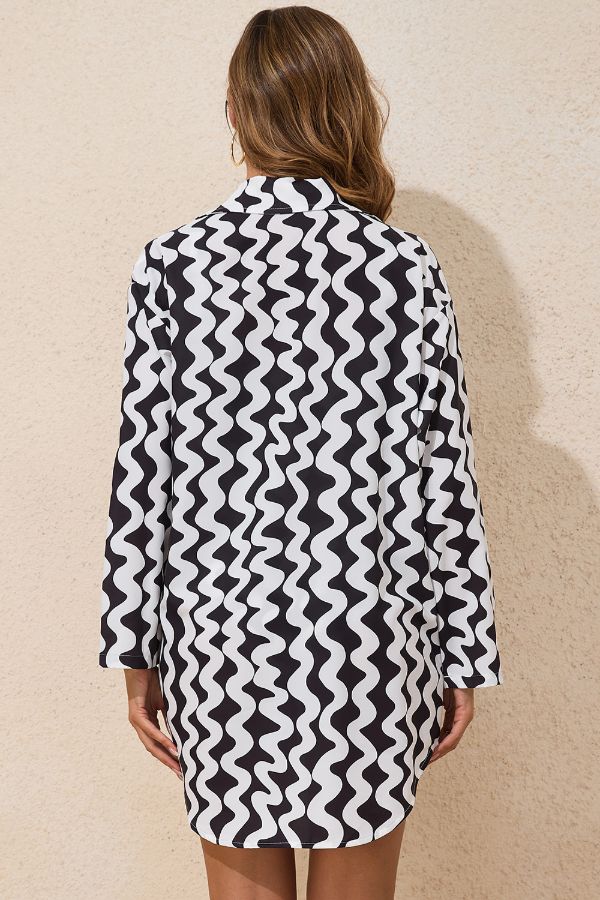 Button Down Contrast Striped Cover Up - Stylish and Trendy Women's Fashion from Chic Yana's Fashion