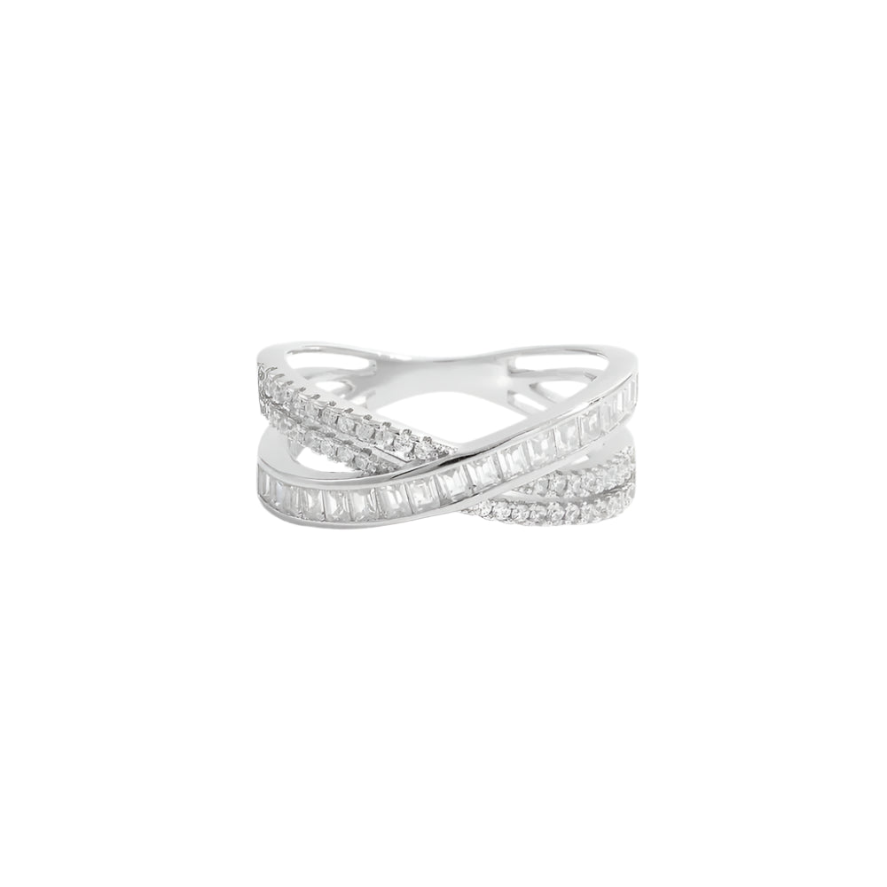 X Shape Inlaid Zircon 925 Sterling Silver Ring - Fashion Jewelry by Chic Yana's Fashion