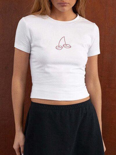 Letter Round Neck Short Sleeve T Shirt - Chic Yana's Fashion