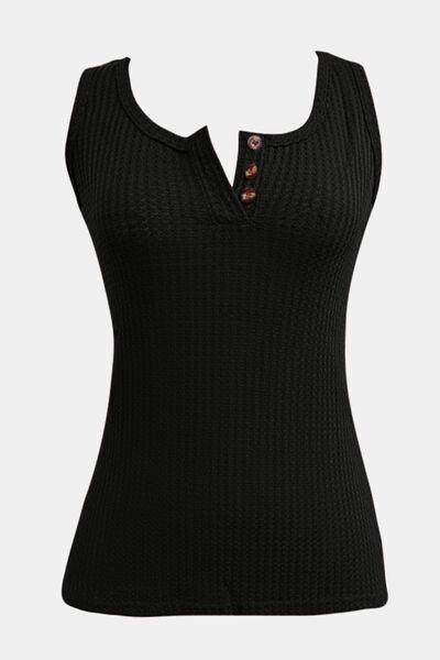 Full Size Textured Wide Strap Tank - Chic Yana's Fashion