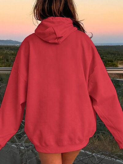 Drawstring Dropped Shoulder Hoodie - Chic Yana's Fashion