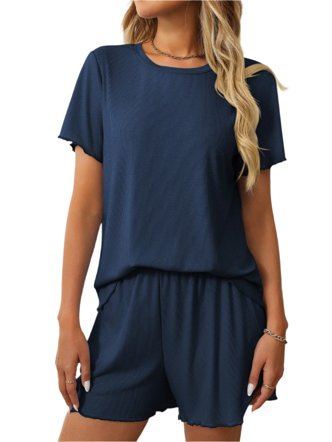 Mandy Round Neck Short Sleeve Top and Shorts Set - Shop Now at Chic Yana's Fashion