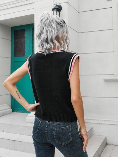 Geometric V Neck Sweater Vest 1 - Chic Yana's Fashion