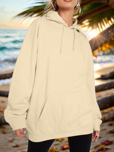 Drawstring Dropped Shoulder Hoodie - Chic Yana's Fashion