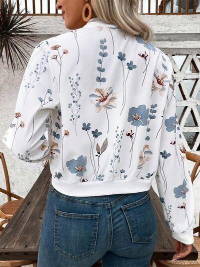 Printed Zip Up Long Sleeve Jacket - Chic Yana's Fashion