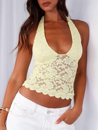 Lace Backless Halter Neck Cami - Chic Yana's Fashion