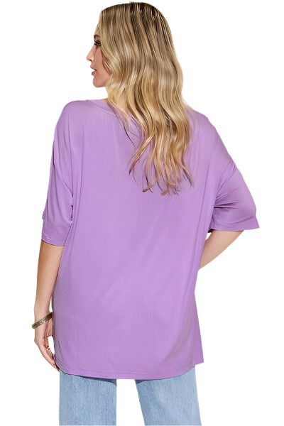 Basic Bae Full Size Bamboo V Neck Drop Shoulder T Shirt - Chic Yana's Fashion