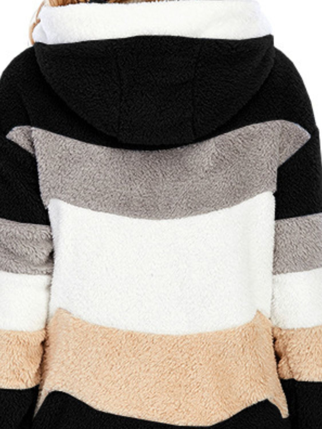 Full Size Drawstring Color Block Zip Up Hooded Outerwear - Chic Yana’s Fashion
