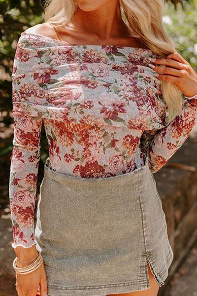 Floral Off Shoulder Long Sleeve Bodysuit - Chic Yana's Fashion