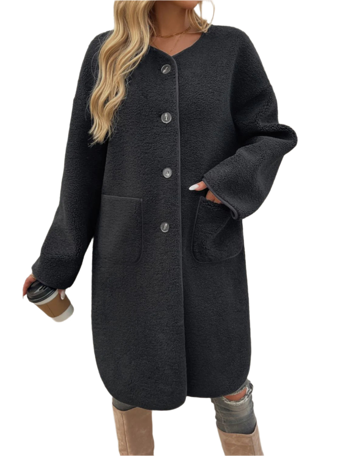 Devine Button Up Long Sleeve Coat - Chic Yana’s Fashion