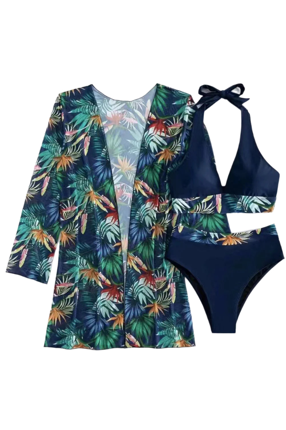 Printed Halter Neck Three Piece Swim Set - Stylish and Trendy Women's Fashion from Chic Yana's Fashion