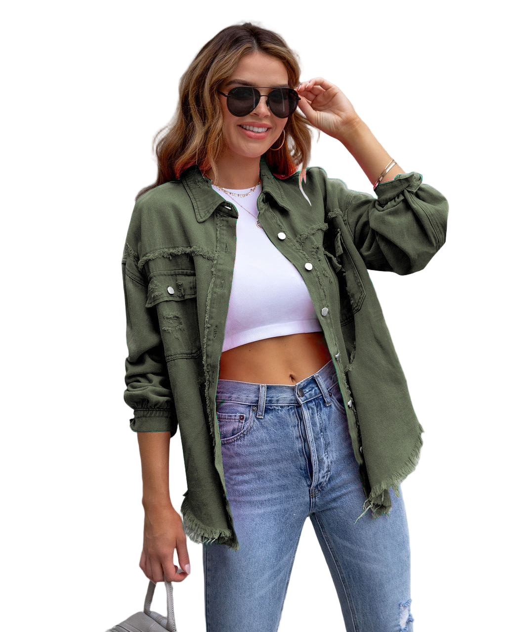 Ripped Shirt Jacket for Women — Spring, Fall — Chic Yana Fashion