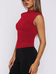 Lovelet Ruched Mock Neck Tank - Chic Yana's Fashion