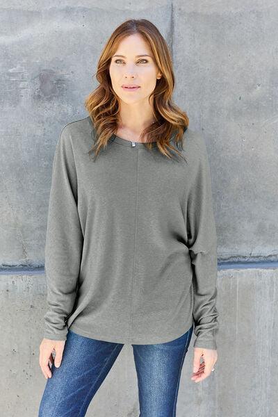 Double Take Full Size Round Neck Long Sleeve T Shirt - Chic Yana's Fashion