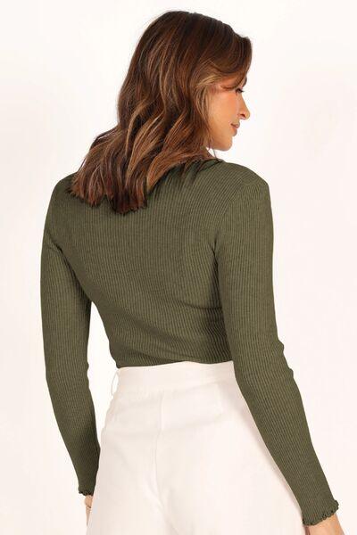 Lettuce Edge Round Neck Long Sleeve T Shirt - Chic Yana's Fashion