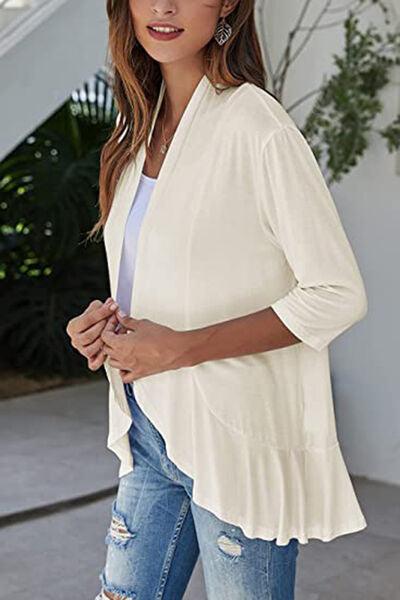 Open Front Three Quarter Sleeve Cardigan - Chic Yana's Fashion