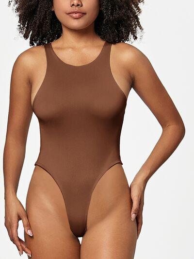 Full Size Round Neck Wide Strap Bodysuit - Chic Yana's Fashion